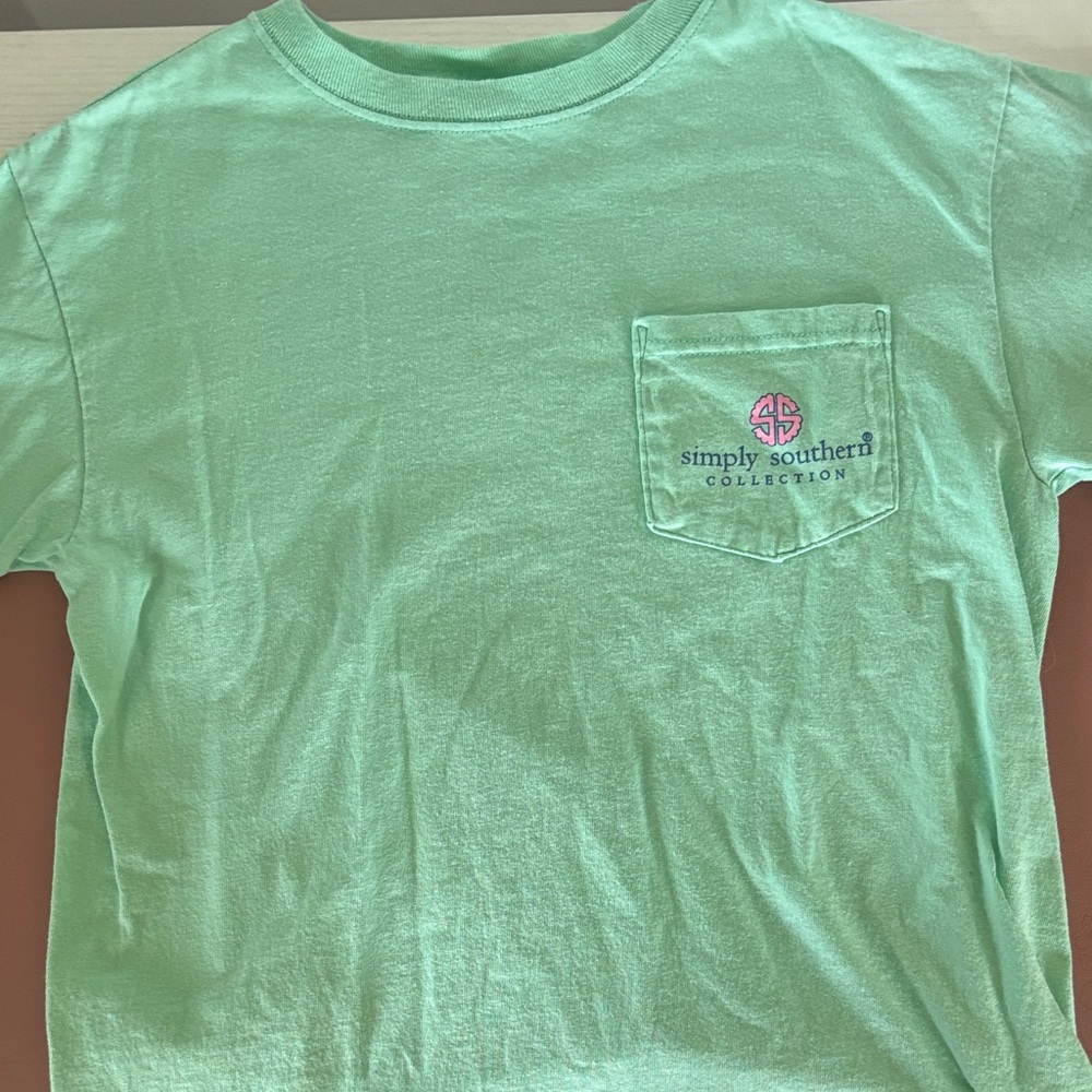 Simply Southern Kids Light Green Tee with Pocket
